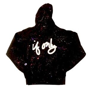 IF ONLY LIMITED EDITION Paint Color Splatter Black Champion Hoodie Sweat Shirt